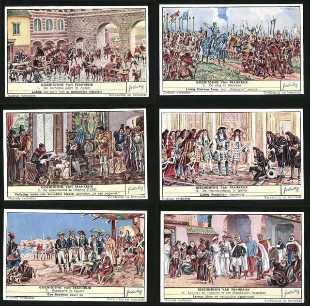 6 Sammelbilder Liebig, Serie Nr. 1629: Geschiedenis van Frankrijk, Lyautrey op