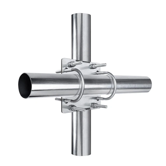 Antenna Mast Clamp Cross-Over Bracket Kit with U Bolts for 1&quote;-1.8&quote...