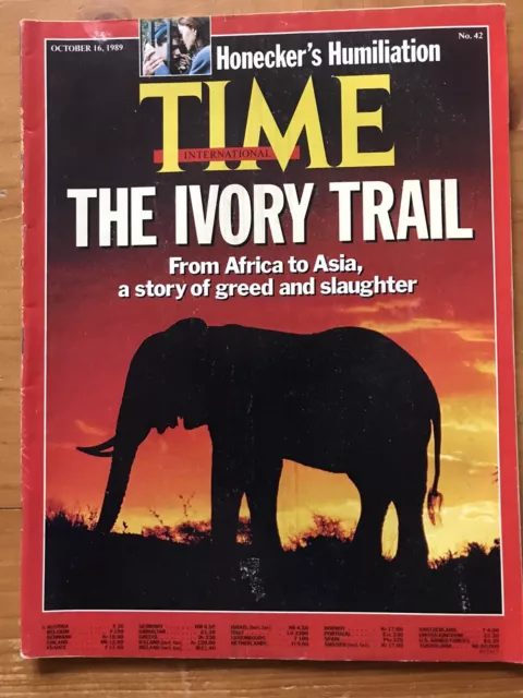 TIME Magazine 1989 Ivory Trail Poachers GDR Dalai Taiwan Ads Rolex Cartier Watch