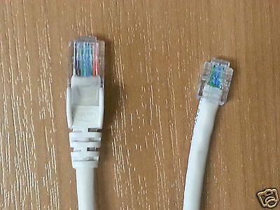 1 m RJ11 à RJ45 Ethernet Câble téléphonique 8P4C 6P4C ASDL Patch Plomb Noir 