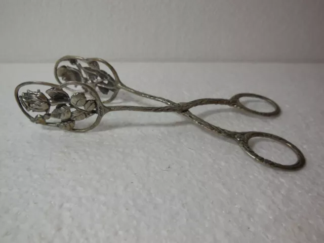European .800 Silver Scissor Type Serving Tongs W In C Mark