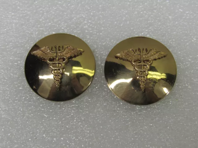 Korean War Era US Army Enlisted Medical Corps Domed Collar Disc Set N.S. Meyer