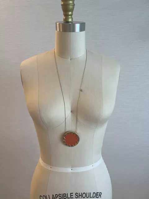 NWT House of Harlow 1960 Tomato Red (Orange) Starburst Long Necklace Gold