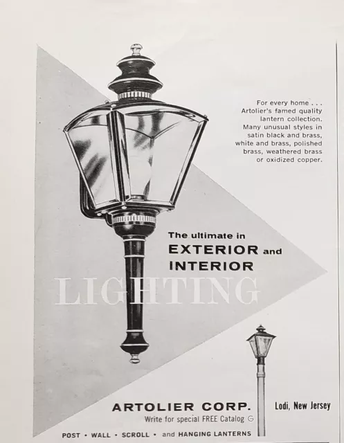 1958 Print Ad Artolier Corp Lighting Exterior & Interior Unusual Styles Vintage