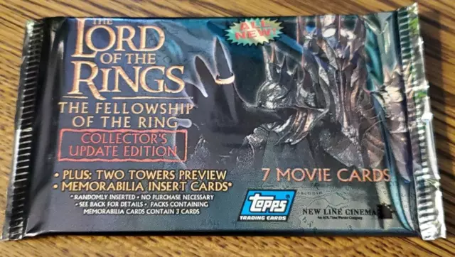 Lord Of The Rings The Fellowship Of The Ring Trading Card 2002 Sealed Hobby Pack