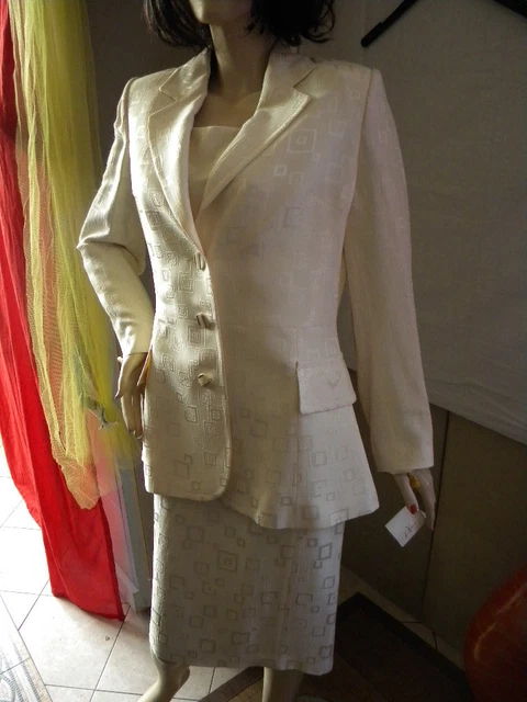 Tailleur Claire Paris Lin/coton Vert - Robe + Veste Taille 44 - Neuf Avec étiquettes - France