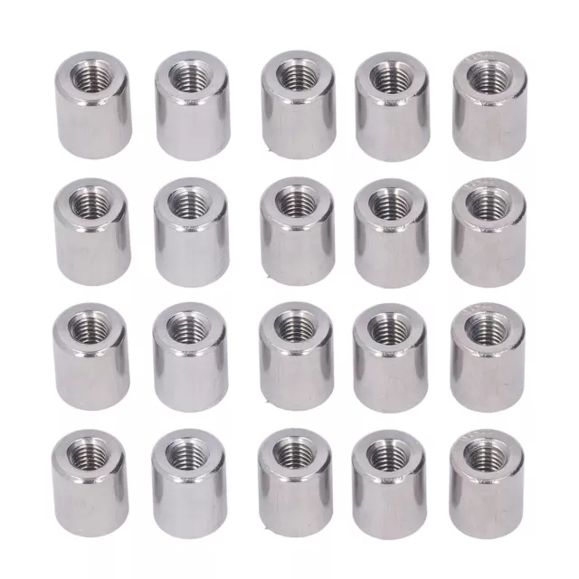 20PCS Cylindrical Coupling Nuts 304 M6 Female Thread Round Connector Nuts