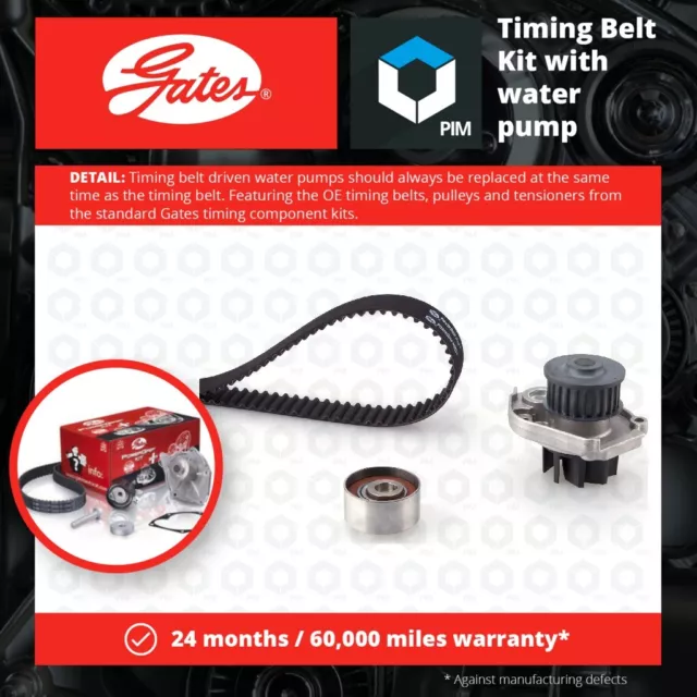 Timing Belt & Water Pump Kit fits FIAT 500 312 1.2 2007 on 169A4.000 Set Gates