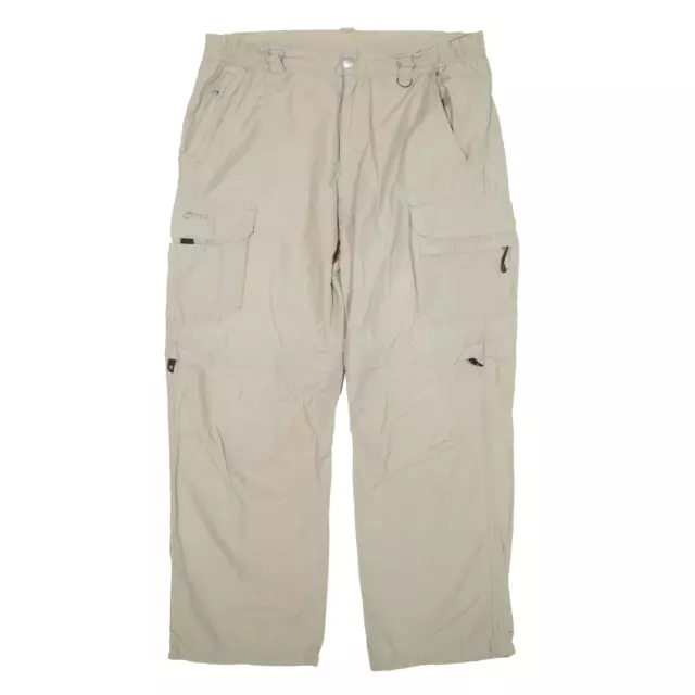 K-TEC Cargo pantaloni gambe con cerniera beige rilassati dritti W34 L27