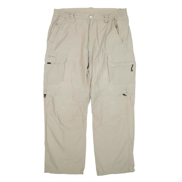 K-TEC Cargo pantaloni gambe con cerniera beige rilassati dritti W34 L27