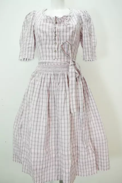 Originale corno alpino rosa cotone con pizzo favoloso dirndl con grembiule taglia 36