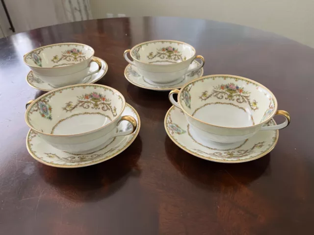 VTG Noritake China- Arabella- Circa 1930-Cream Soup & Underplates (4)