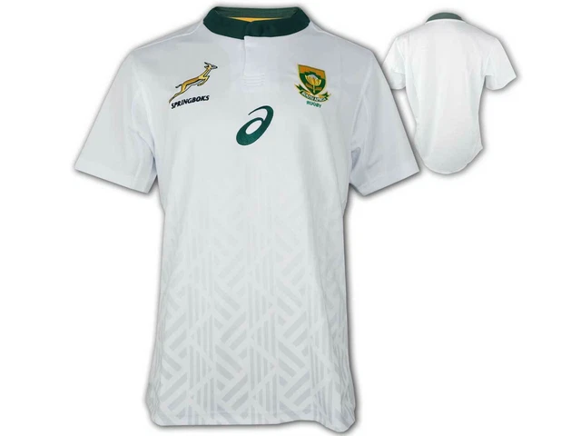 Asics Afrique Du Sud Fan Jersey Springboks Rugby Maillot Shirt Blanc Taille L