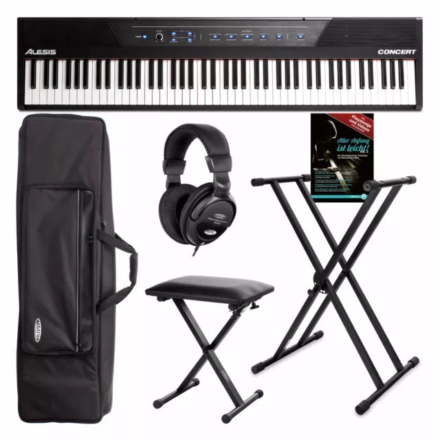 Set pianoforte digitale Alesis Concert banca borsa tastiera quaderno note cuffie supporto