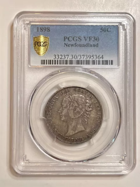1898 Canada Newfoundland Silver Half Dollar 50C PCGS VF 30 Gold Shield
