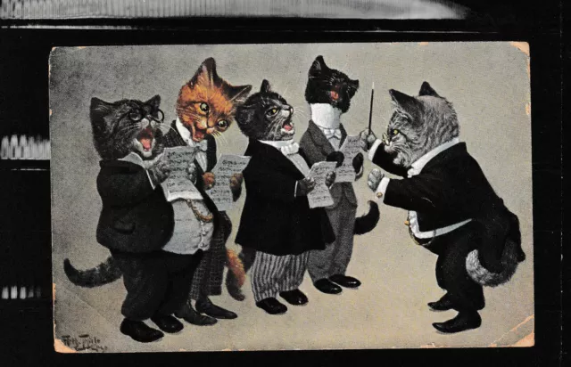 CPA chats humanisés illustrateur Arthur Thiele "la chorale"