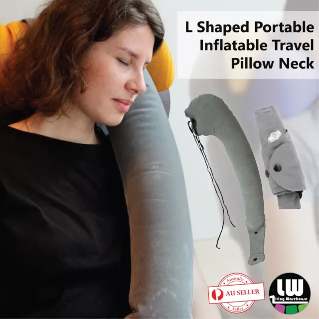 L Shaped Portable Inflatable Travel Pillow Neck Cushion Car Flight Rest Support