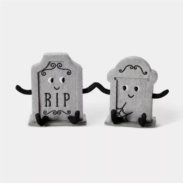 HALLOWEEN 2023 FELT Duo Tombstone Figurine Holding Hands with Hyde Hyde