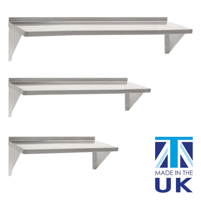 DISPLAYPRO STAINLESS STEEL Shelves, Commercial Kitchen Clean Room Wall