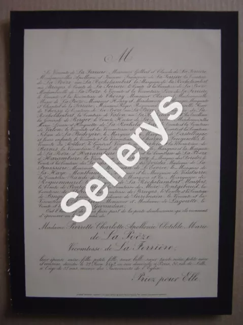 PIERRETTE CHARLOTTE DE la Poëze Viscountess de la Ferrière Death Report
