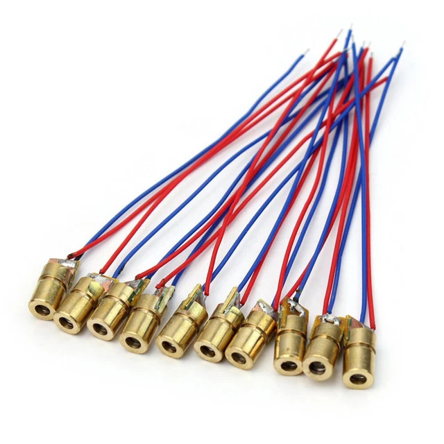 10 pz teste modulo diodi a punti rossi 3 volt 5 mW 650 nm