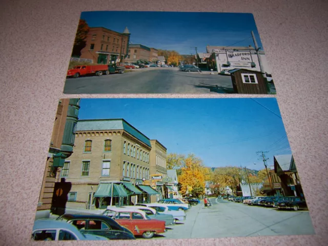 1950s MAIN STREET SCENE DOWNTOWN, BRADFORD VT. VTG POSTCARD LOT