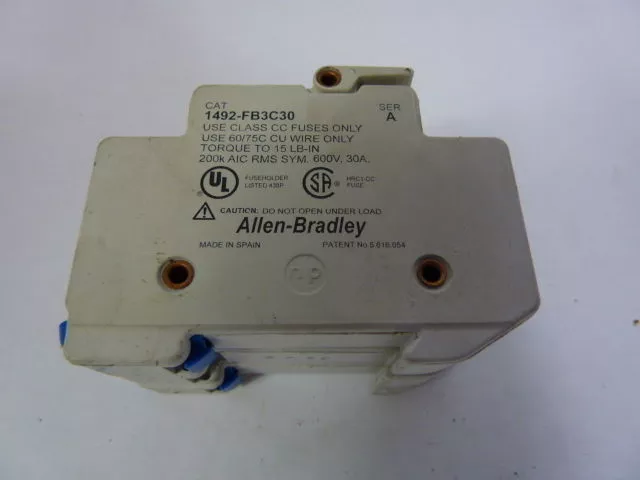 Allen-Bradley 1492-FB3C30 Fuse Holder Series A 30A 600V 3P USED 3