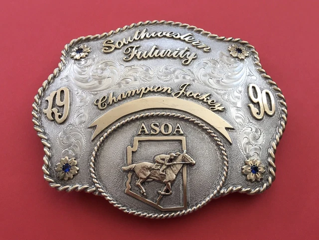 Rare Arizona Jockey Champion 1990 Southwestern Futurity ASOA Trophy Belt Buckle