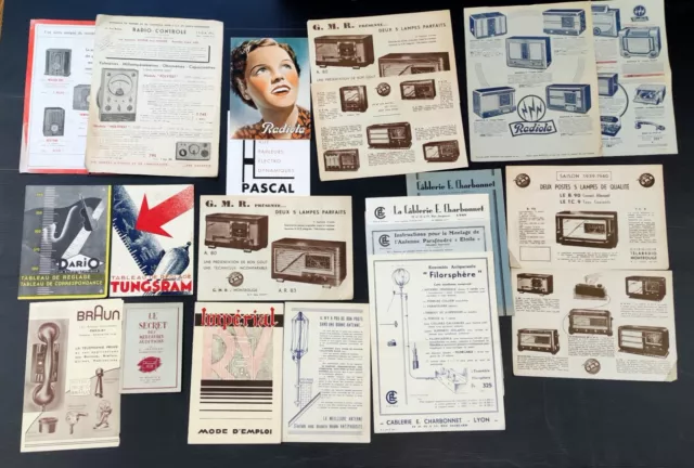 Lot Fiche Publicite Radiola Dario Charbonnet Tungsram G.m.r. Imperial Radio Tsf