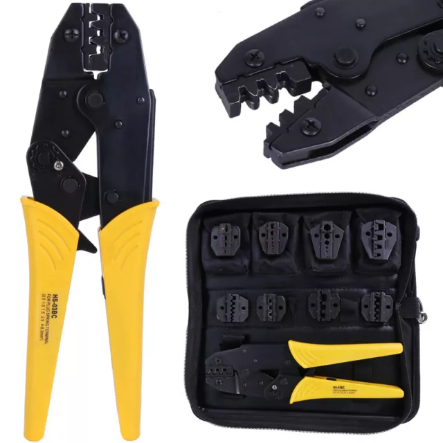 0.5-6mm² Cable Connectors Terminal Ratchet Crimping Wire Crimper Plier Tool Kit