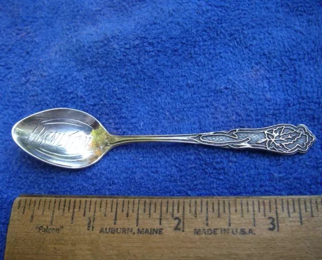 Vintage CANADIAN Sterling HAMILTON Ontario Demi Souvenir Spoon-BM Co.-NR