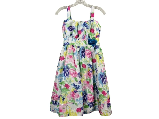EMILY WEST WATERCOLOR Empire Waist Floral Shantung Sunflower Dress Size Girls 16 18.00 PicClick