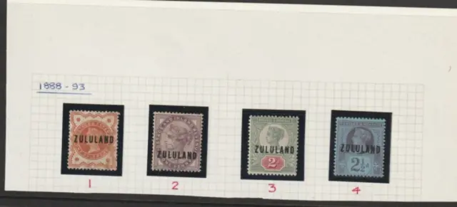ZULULAND - 1888 Definitives to 2½d - 4 values - SG 1/4 - m/m