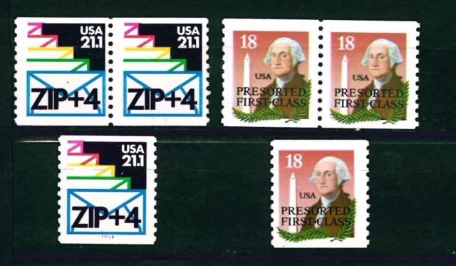 US Scott # 2149a & 2150a 1985 Reg Coil Pairs & Set of Singles Issue