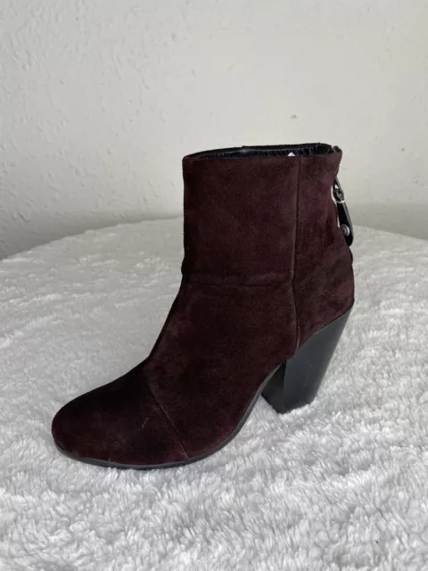 Rag & Bone women's suede leather ankle boots booties burgundy brown red size 9.5