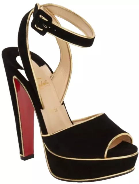 Christian Louboutin Louloudance Sandals With Gold Lamé Piping SZ 40