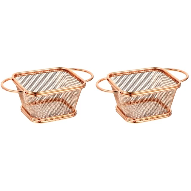 2 Pcs Panier De Friteuse Frites Porte-panier À Grille Huile Plateaux Fruits