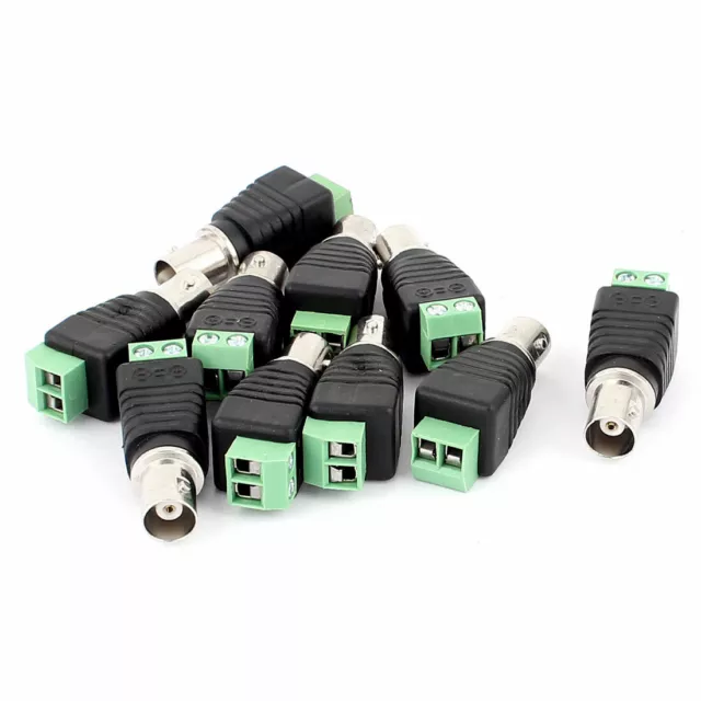 10 Pcs Screw Terminal Coaxial Cat5 to BNC Female Jack Video Balun Connector