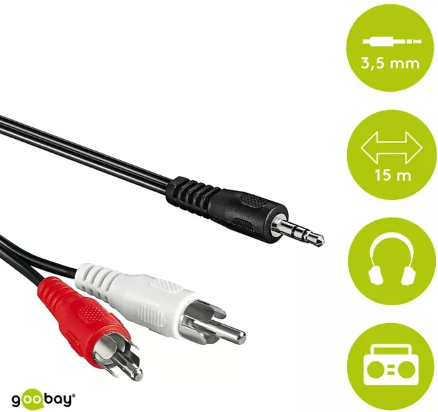 Klinke Cinch Kabel AUX Audio 3,5mm Stecker Stereo Kopfhörer Klinkenkabel RCA