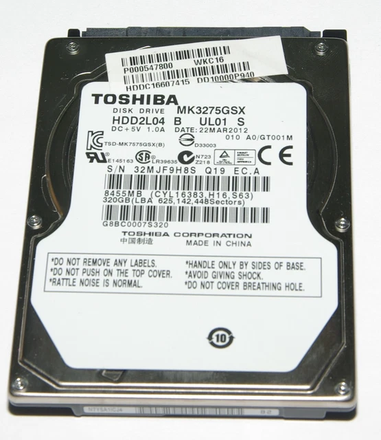 Disque Dur Interne Toshiba MK8034GSX 80 Go SATA 5400 Tr/min 2,5″ – NEUF
