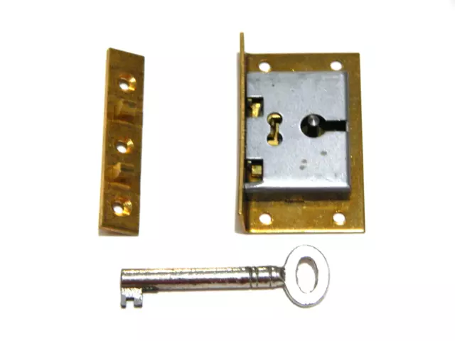 Drawer Door Lock With Key Half Mortise For Chest or Lid Brass and Steel