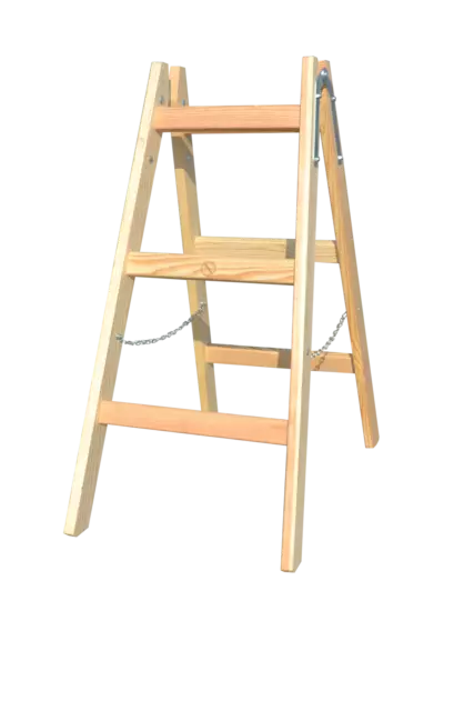 Holzleiter Leiter Trittleiter 2 x 3 Stufen zweiseitige Klappleiter