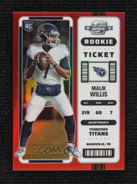 2022 Contenders Optic Rookie Ticket Red Prizm 66/175 Malik Willis #86 Rookie RC