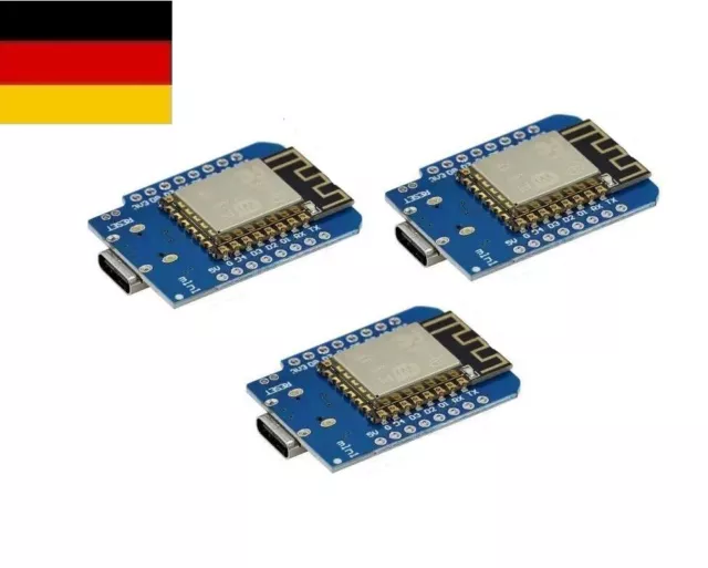 3x D1 ESP8266 Mini USB-C WLAN Board Arduino Mikrokontroller Wifi Wemos Nodemcu