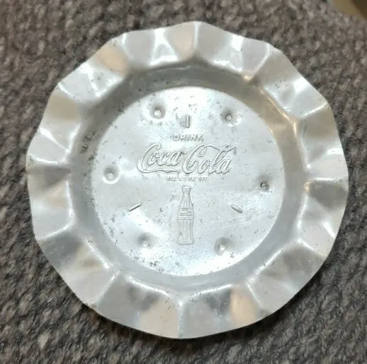 Vintage Coca Cola Aluminum Ashtray 4 1/2 In