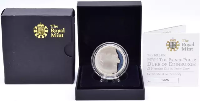 Coin Silver Proof Piedfort Prince Philip Edinburgh 2011 £5 BOX COA Royal Mint