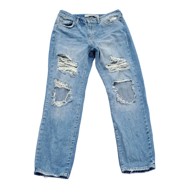 Jeans denim da donna blu Denim Co slim strappati effetto invecchiato taglia 12 (FO18)