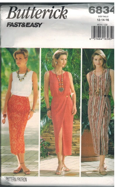 6834 UNCUT Butterick SEWING Pattern Misses Loose Fitting Pullover Top Skirt Easy