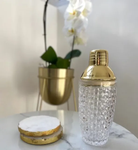 Cocktail Shaker Vintage Gold Glass