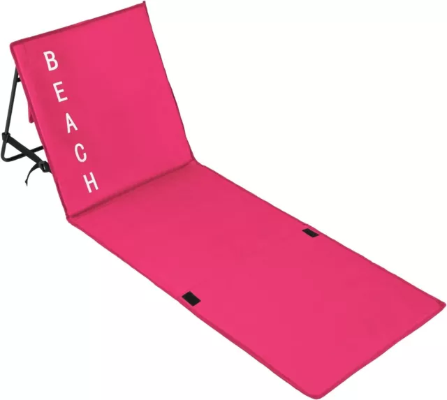 Premium rosa gepolsterte Strandmatte mit verstellbarer Rückenlehne Tragegurt ED 2